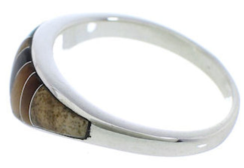Genuine Sterling Silver Southwest Multicolor Ring Size 7-3/4 VX36993